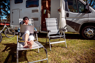 Image showing Family vacation travel, holiday trip in motorhome RV