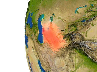 Image showing Turkmenistan on globe