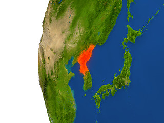 Image showing North Korea on globe