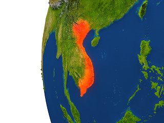 Image showing Vietnam on globe