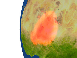 Image showing Niger on globe