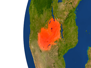 Image showing Zambia on globe