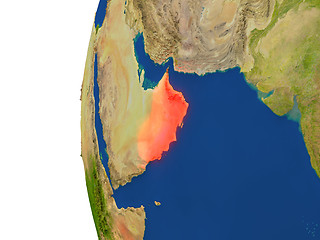 Image showing Oman on globe