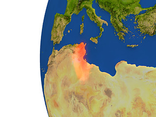 Image showing Tunisia on globe