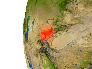 Image showing Kyrgyzstan on globe