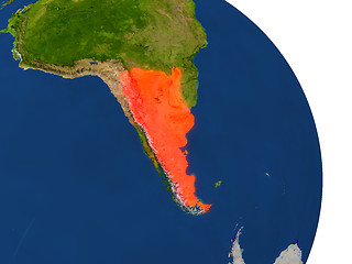 Image showing Map of Argentina in red