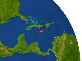 Image showing Map of Jamaica in red