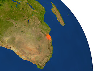 Image showing Map of Swaziland in red