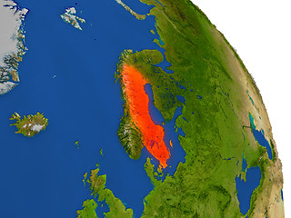 Image showing Map of Sweden in red