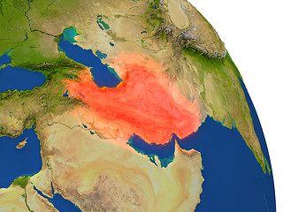 Image showing Map of Iran in red