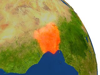 Image showing Map of Nigeria in red