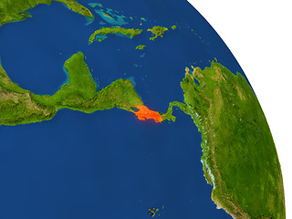 Image showing Map of Costa Rica in red