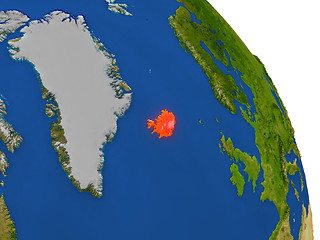 Image showing Map of Iceland in red