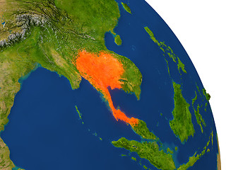 Image showing Map of Thailand in red