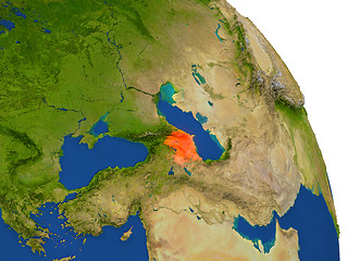 Image showing Map of Azerbaijan in red