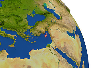 Image showing Map of Cyprus in red