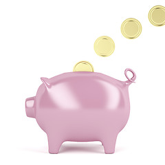 Image showing Piggy bank and coins
