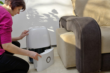 Image showing Portable dehumidifier collect water from air 