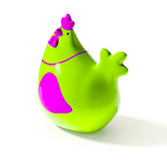 Image showing a stylish green and pink ceramic chicken for easter decoration