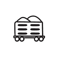 Image showing Cargo wagon sketch icon.