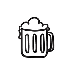 Image showing Mug of beer sketch icon.