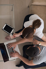 Image showing happy young couple buying online