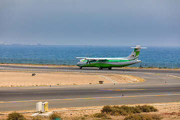 Image showing ARECIFE, SPAIN - APRIL, 16 2017: ATR 72 of Binter with the regis