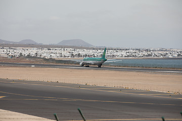 Image showing ARECIFE, SPAIN - APRIL, 15 2017: AirBus A320 of Aer Lingus at La