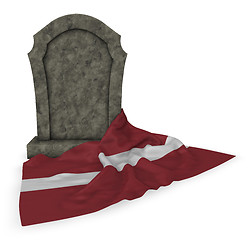 Image showing gravestone and flag of latvia - 3d rendering