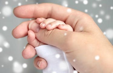 Image showing close up of mother and newborn baby hands