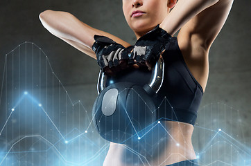 Image showing woman with kettlebell in gym