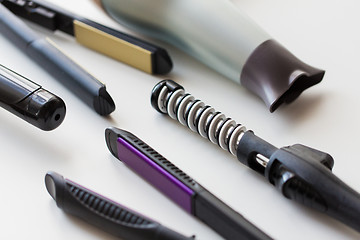 Image showing hairdryer, hot styling and curling irons