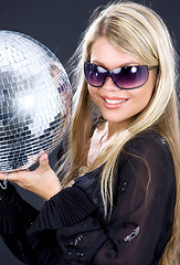 Image showing party girl with disco ball