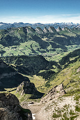 Image showing Mountain view from  Mount Saentis, Switzerland , Swiss Alps.