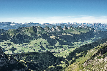 Image showing Mountain view from Mount Saentis, Switzerland , Swiss Alps.