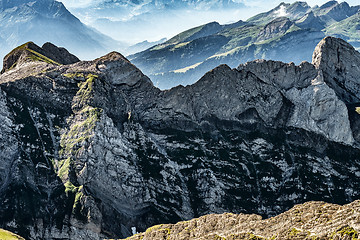 Image showing Mountain view from Mount Saentis, Switzerland , Swiss Alps.