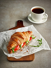 Image showing Croissant with tomato and mozzarella