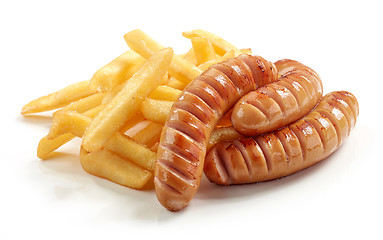 Image showing fried potatoes and sausages 