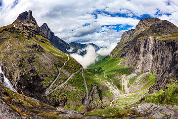 Image showing Troll\'s Path Trollstigen or Trollstigveien winding mountain road