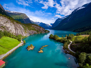 Image showing Beautiful Nature Norway aerial photography.