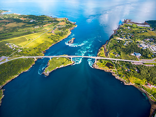 Image showing Whirlpools of the maelstrom of Saltstraumen, Nordland, Norway