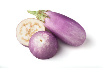 Image showing Purple and white Eggplant