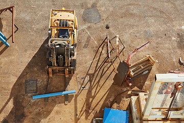 Image showing Forklift in an industrial yard