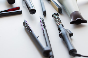 Image showing hairdryer, hot styling and curling irons