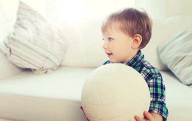 Image showing happy little baby boy with ball at home