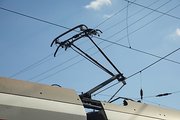 Image showing Train Pantograph Closeup
