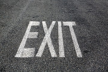 Image showing Exit sign on asphalt