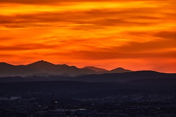 Image showing Sunset Hilly Landscape