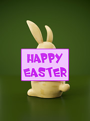 Image showing sweet easter bunny figure with message happy easter