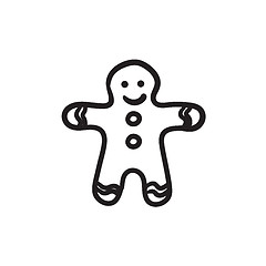 Image showing Gingerbread man sketch icon.